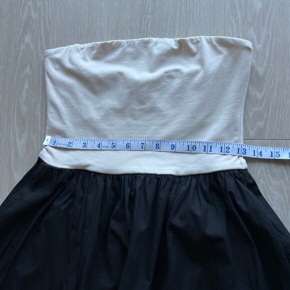 J Crew Strapless Mixy Dress Small Natural And Black Pockets Flaw - Picture 8 of 14